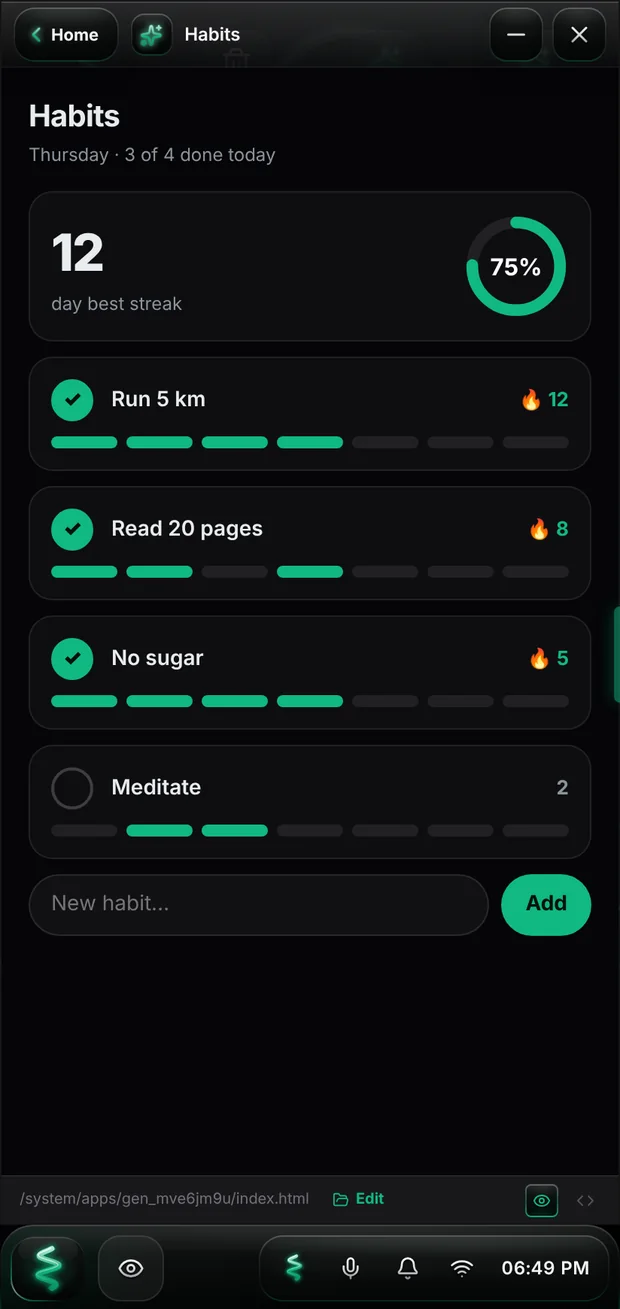 The Habits app on a phone