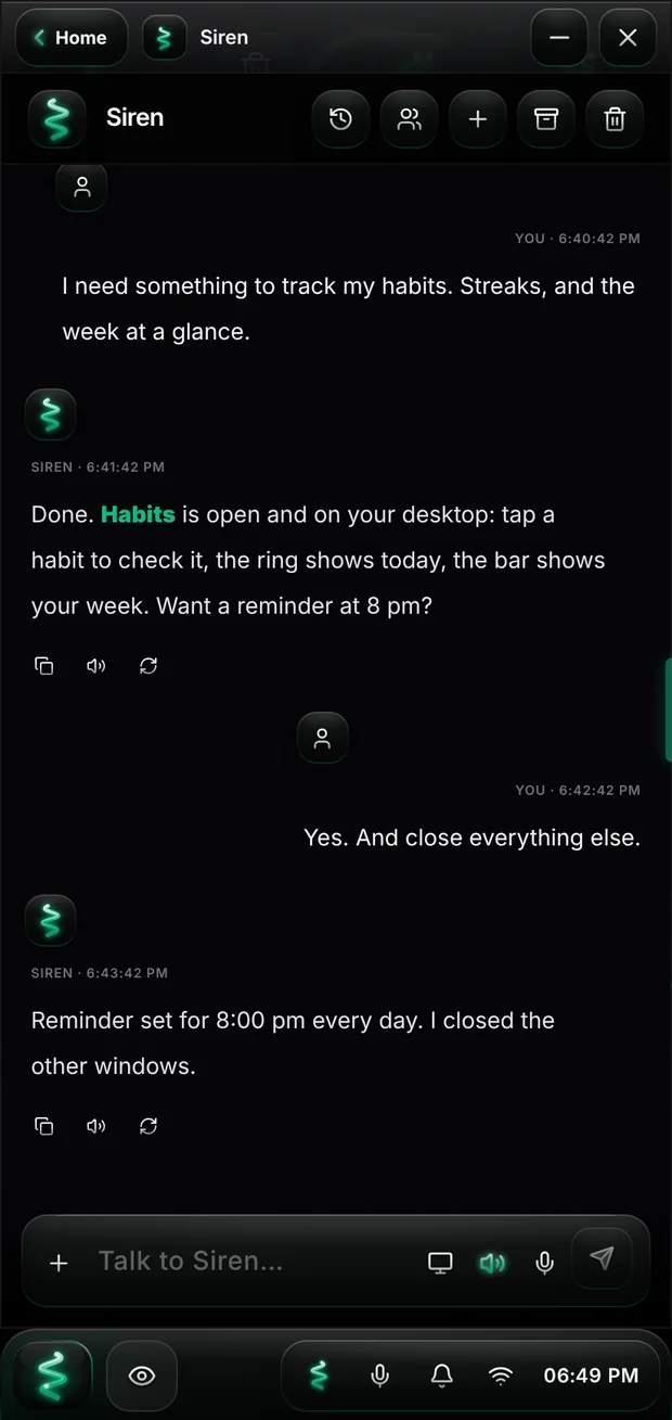 Siren's chat on a phone